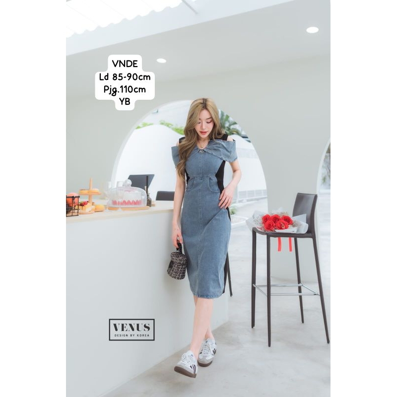 Dres cantik lengan pendek Bahan jeans premium