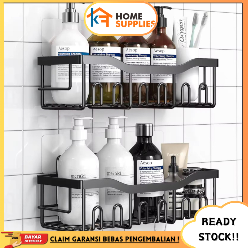 KF Rak Gantung Persegi Kamar Mandi / Rak Besi Gantung Jumbo Tempel Dinding Tanpa Bor