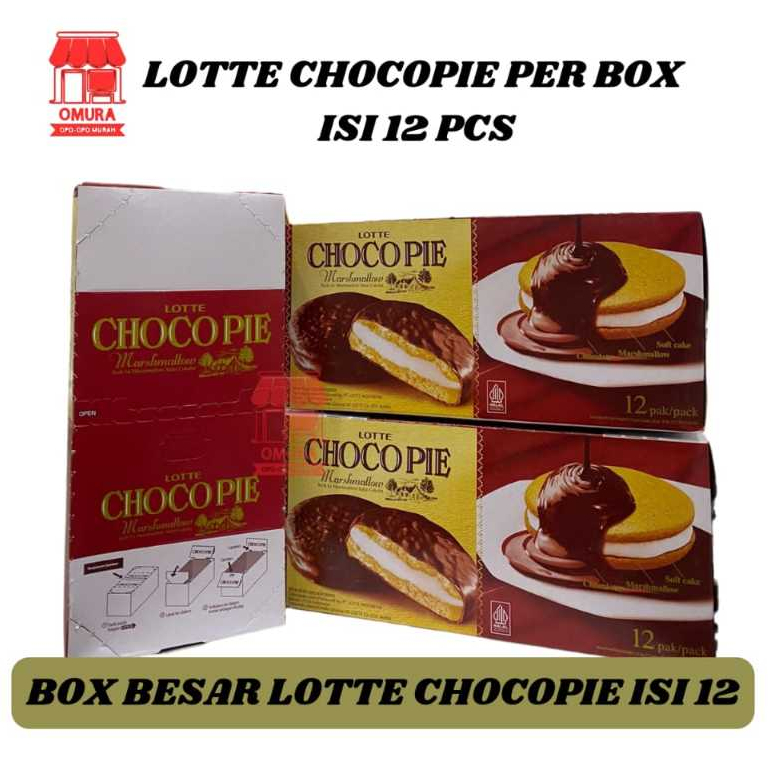 

(1BOX ISI 12PCS) LOTTE CHOCOPIE MARSHMALLOW SALUT COKLAT BOX BESAR ISI 12PCS