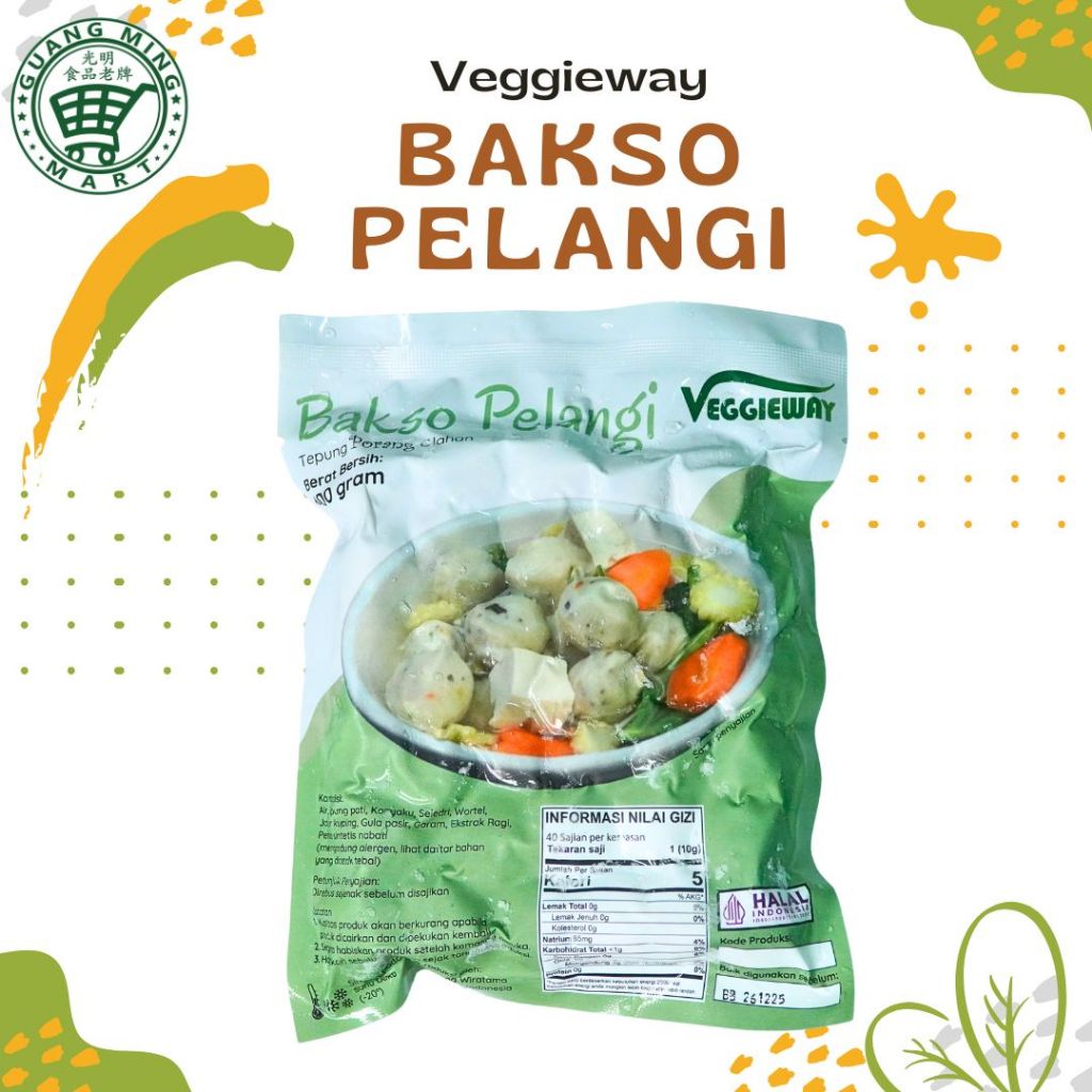 

BAKSO PELANGI VEGGIEWAY / BAKSO PELANGI VEGAN / BASO VEGETARIAN 380GR