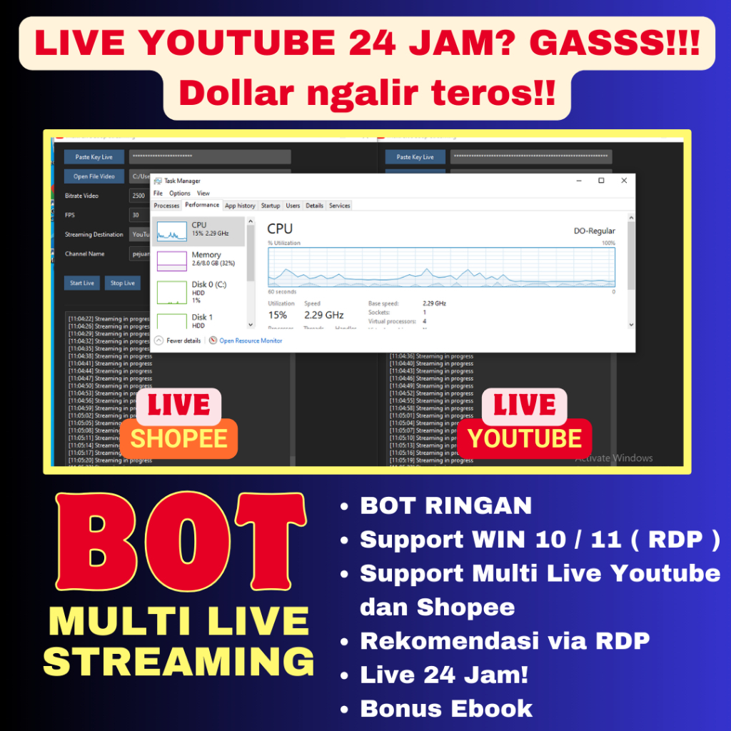 Aplikasi Multi Live Streaming Bot live streaming Youtube live