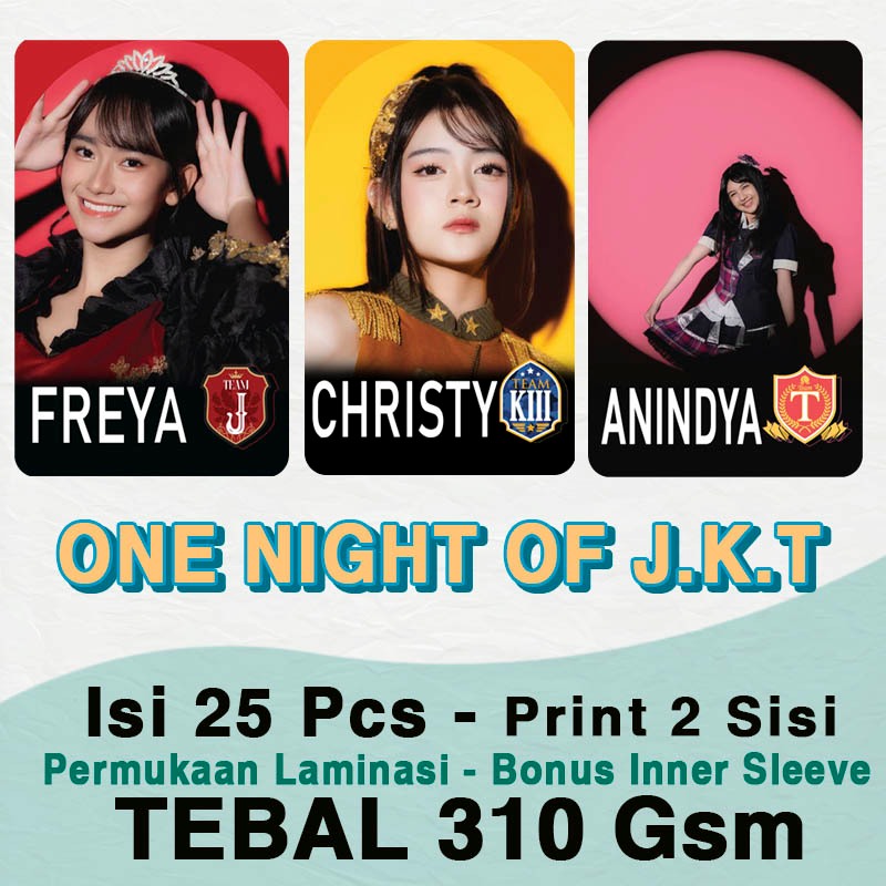 JKT48 Photocard “ONE NIGHT OF J.K.T" Set Isi 25 Pcs Lengkap Team J, KIII, dan T Laminasi Glossy