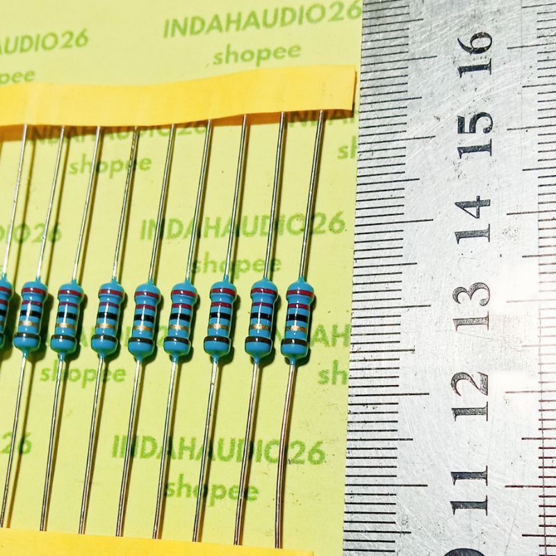 taiwan 22R  1/2W 1% metal film kaki tebal tembaga resistor 22 ohm 1/2w 1 persen setengah watt   1per