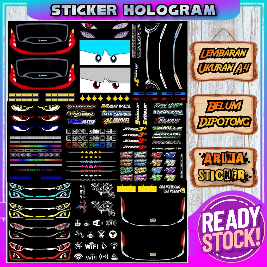 

Sticker Bus Miniatur Aksesoris Bahan Hologram Ukuran A4 BELUM DIPOTONG