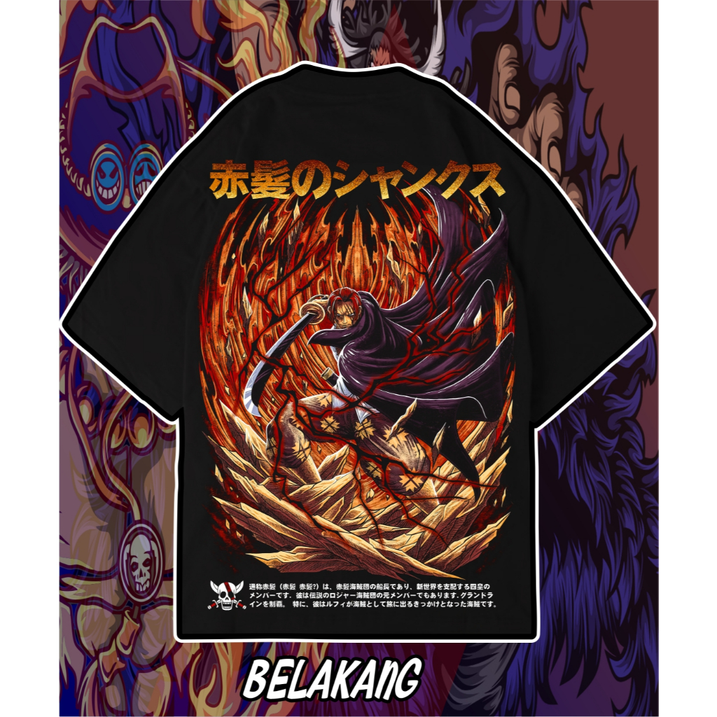 KAOS ANIME ONE PIECE AKAGAMI NO SHANK PREMIUM COTTON COMBED 24S