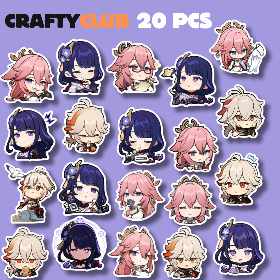 

KAZUHA, RAIDEN DAN YAEMIKO Sticker Vinyl(20 PCS) Cocok untuk Tumblr,laptop dan helm