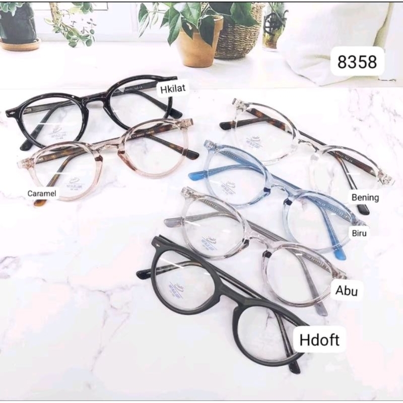 Frame kacamata 8358 model bulat |Kacamata Korea bulat photocromic cowok dan cewek |Frame kacamata mi