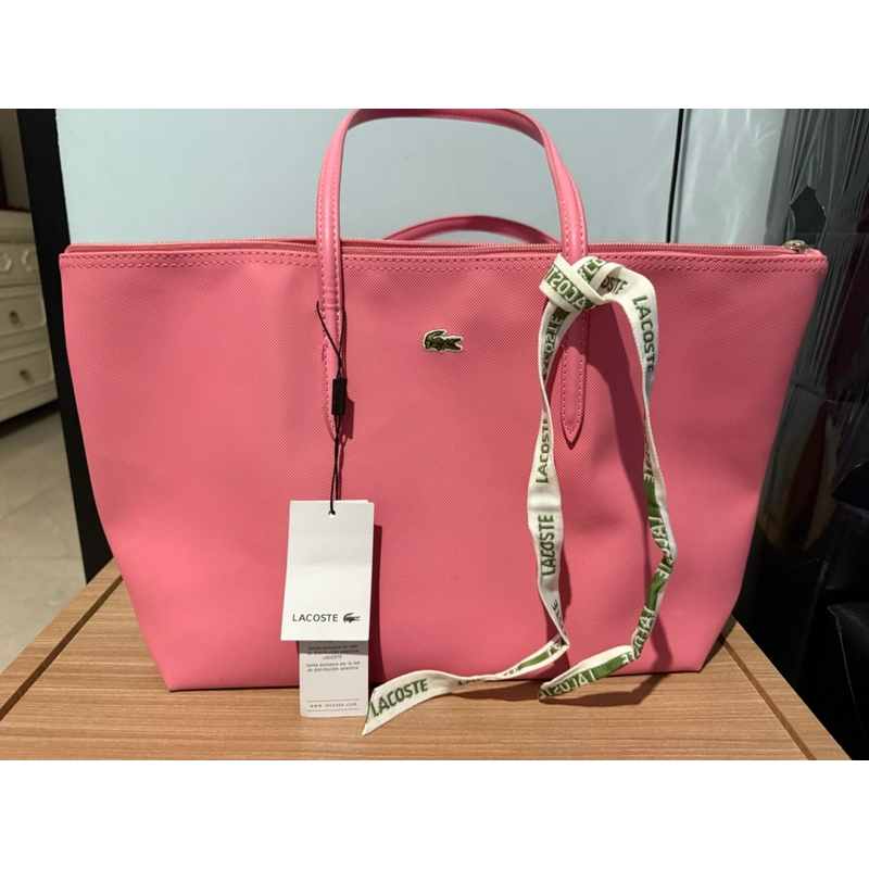 tas zip tote bag lacoste pink