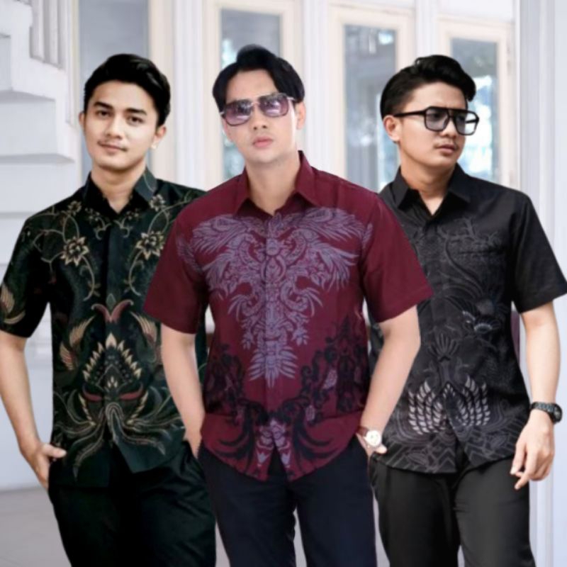 Baju Batik Pria Lengan Pendek Modern Terbaru Kemeja Batik Pria Lengan Pendek Hem Atasan Pria