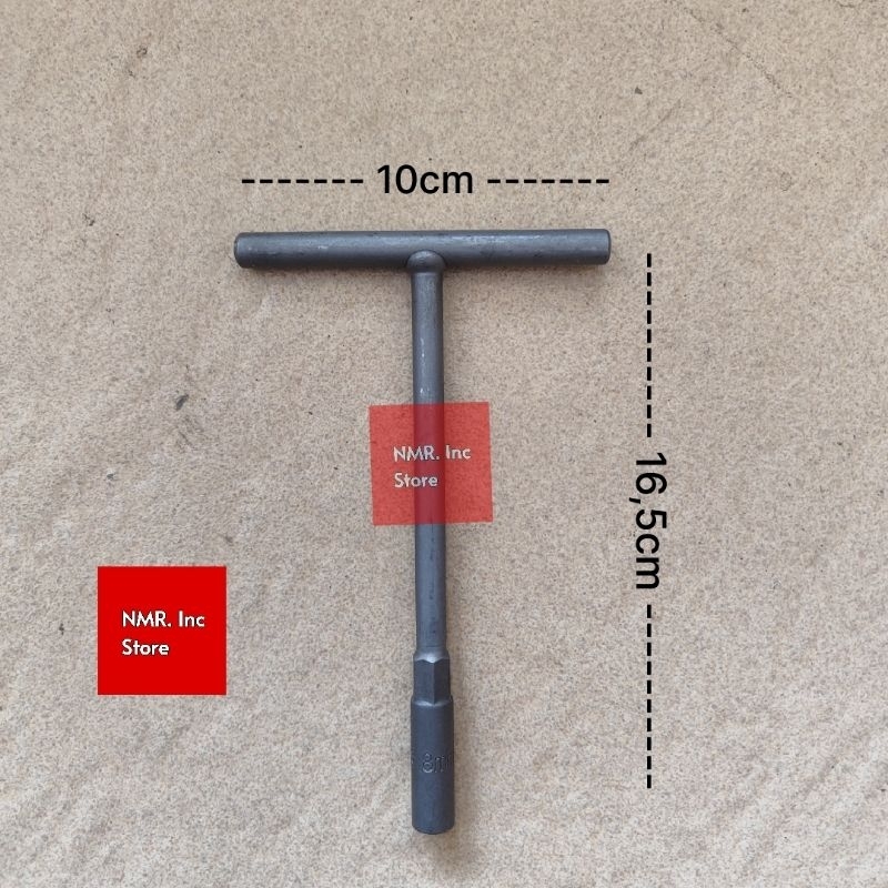 Kunci T Mini Pendek CR-V 8 10 mm T8 T10, Phosphating Dark Grey (Abu Tua) Socket Shock Chrome