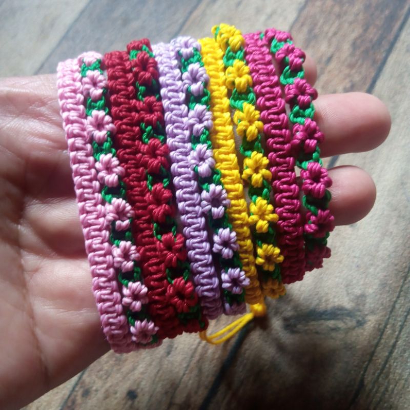 (3Pcs/Set) Gelang MAKRAME Bunga | Flower Macrame Bracelet | Gelang Couple/Friendship