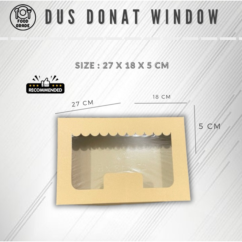

GUDANG LAKBAN box donat window Lembaran 27 cm x 18 cm x 5 cm donat isi 6 / 9 - 12 donat mini