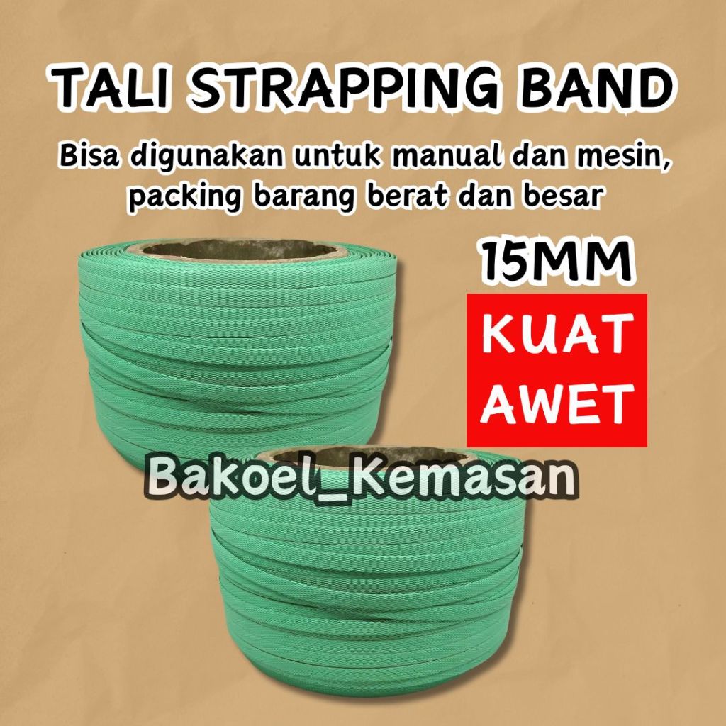 Tali Strapping Band 15mm Klem Packing Tosca Hijau Pengikat Manual Kuat Awet