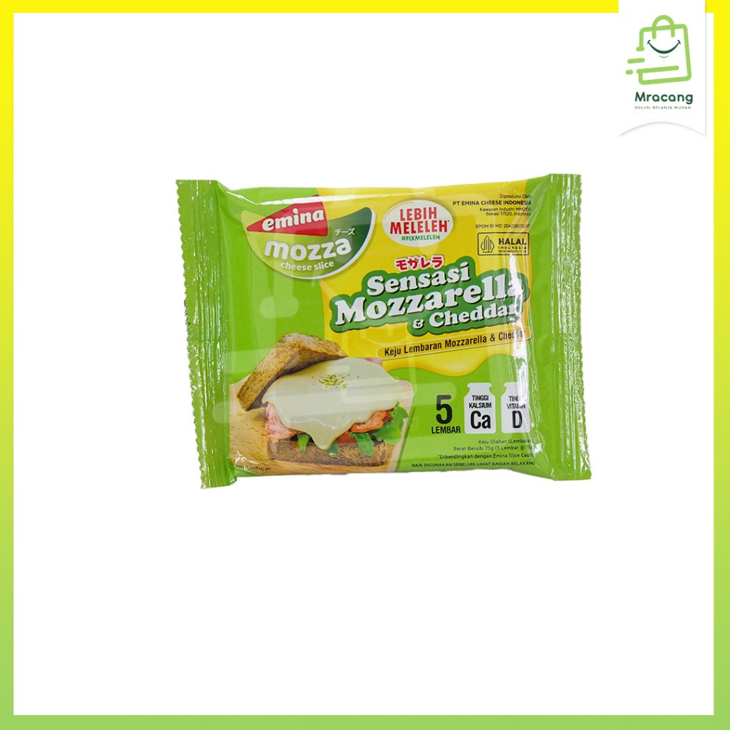

Emina Cheese Mozza Keju Lembaran Mozzarella & Cheddar 75gr 5 Lembar