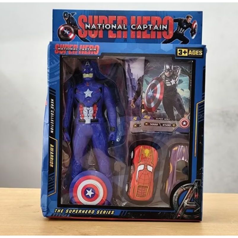 Mainan Robot Superhero Avengers Set Kartu dan Mobil