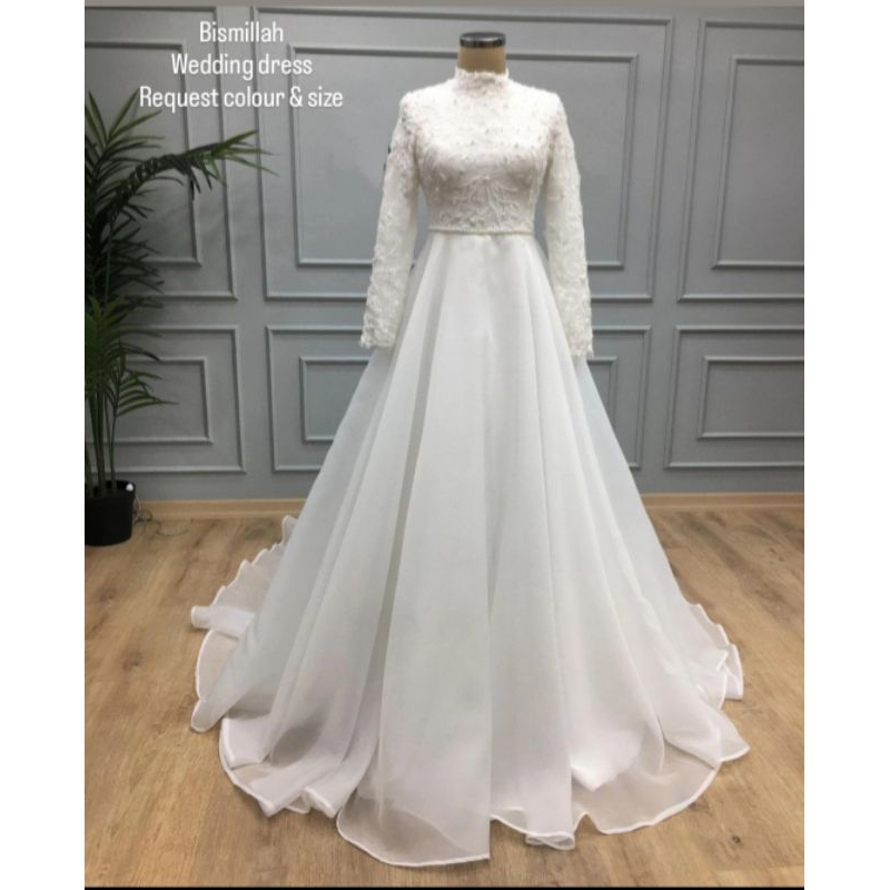 wedding dress wedding dress muslimah gaun akad nikah gaun akad putih gaun akad syar'i gaun pengantin