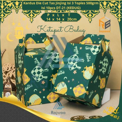 

10 Pcs Dus Lebaran Muat Untuk 3 Toples 500gr Packaging Hampers Idul Fitri Uk 14.5x14.5x20cm