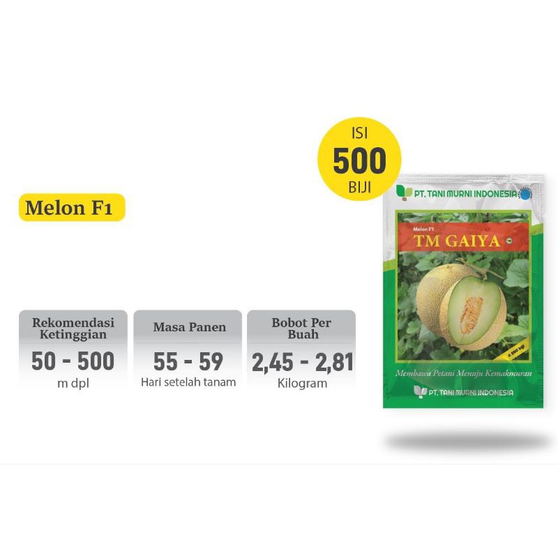 Benih Melon Hijau Hibrida TM Gaiya 500 Seed Kemasan Original