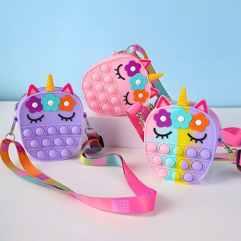 READY STOCK Tas Selempang Pop It Unicorn Bunga Fashion Anak