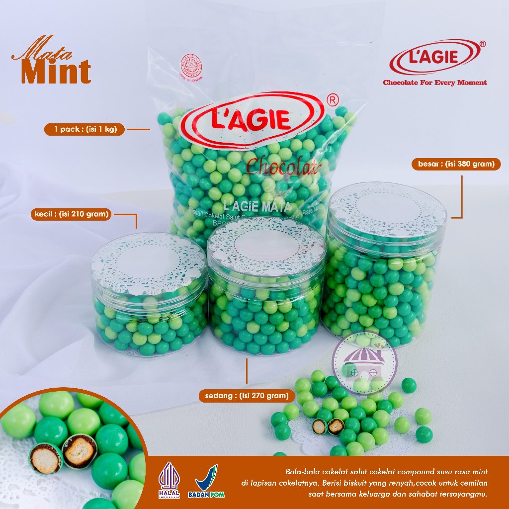 

Lagie Mata Mint Hampers Lebaran Toples Pouch Coklat Susu Rasa Mint dengan Biskuit Renyah Didalam