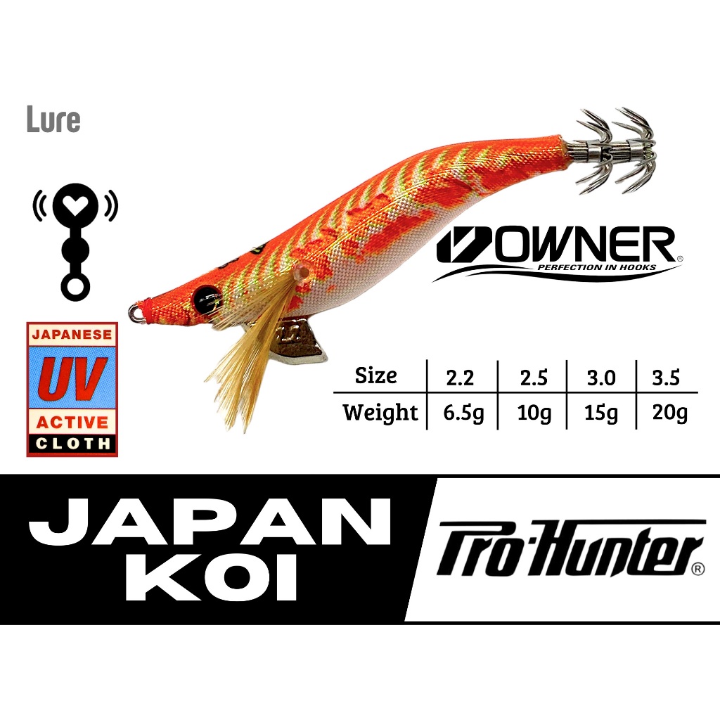 Umpan Pancing Cumi PROHUNTER Japan Koi Squid Jig | Kail Owner UV Cloth  Size 2.2 2.5 3.0 3.5