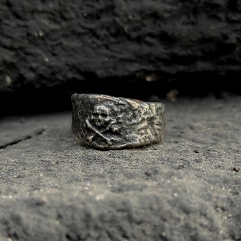Cincin Meteorite Stone Ring Hanmade White Brass