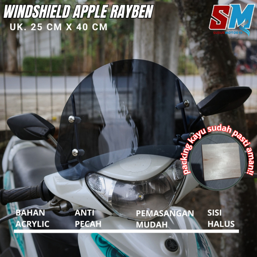 Visor Universal Apple Rayben Hitam Transparan  Windshield Vario  Windshield Scoopy  Winshield   Wins