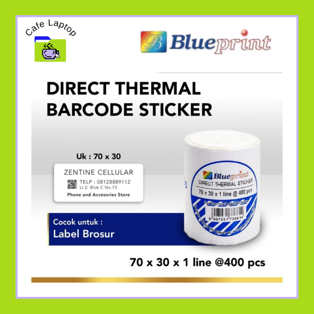 

Direct Thermal Sticker 70 x 30 Label Stiker BLUEPRINT 70x30 mm 1 Roll