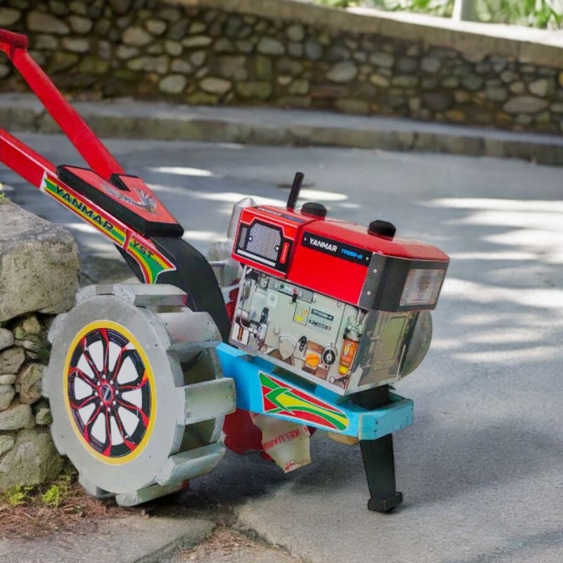 Mainan traktor bajak sawah yanmar bahan kayu edukasi tradisional anak laki laki