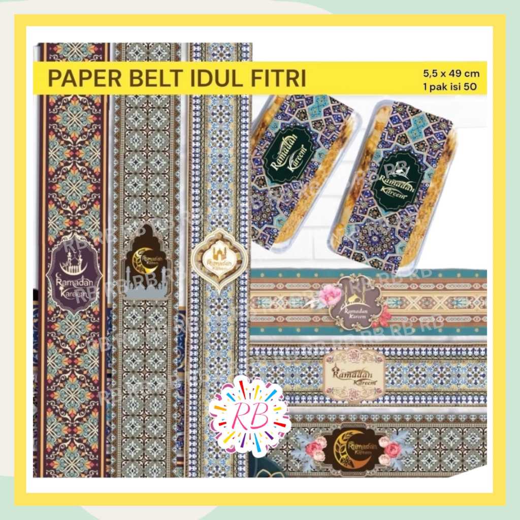 

Paper Belt Idul Fitri Isi 50 / Belt Box Kue Lebaran / Label Toples Jar Hampers Lebaran