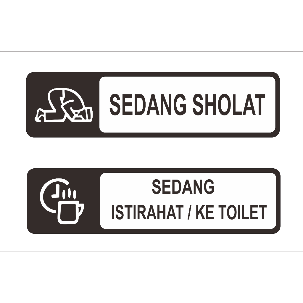 TABLE SIGN | PAPAN NAMA MEJA STAINLESS STEEL SEDANG ISTIRAHAT/SHOLAT 20X6