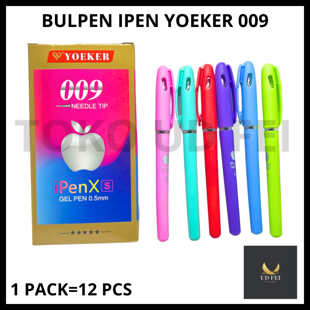 

(1 PACK = 12 PCS) Pulpen Gel Apel / Pen Ipen Murah / Bolpen Apple 0.5mm/Bulpen Gel Apel YOEKER 009