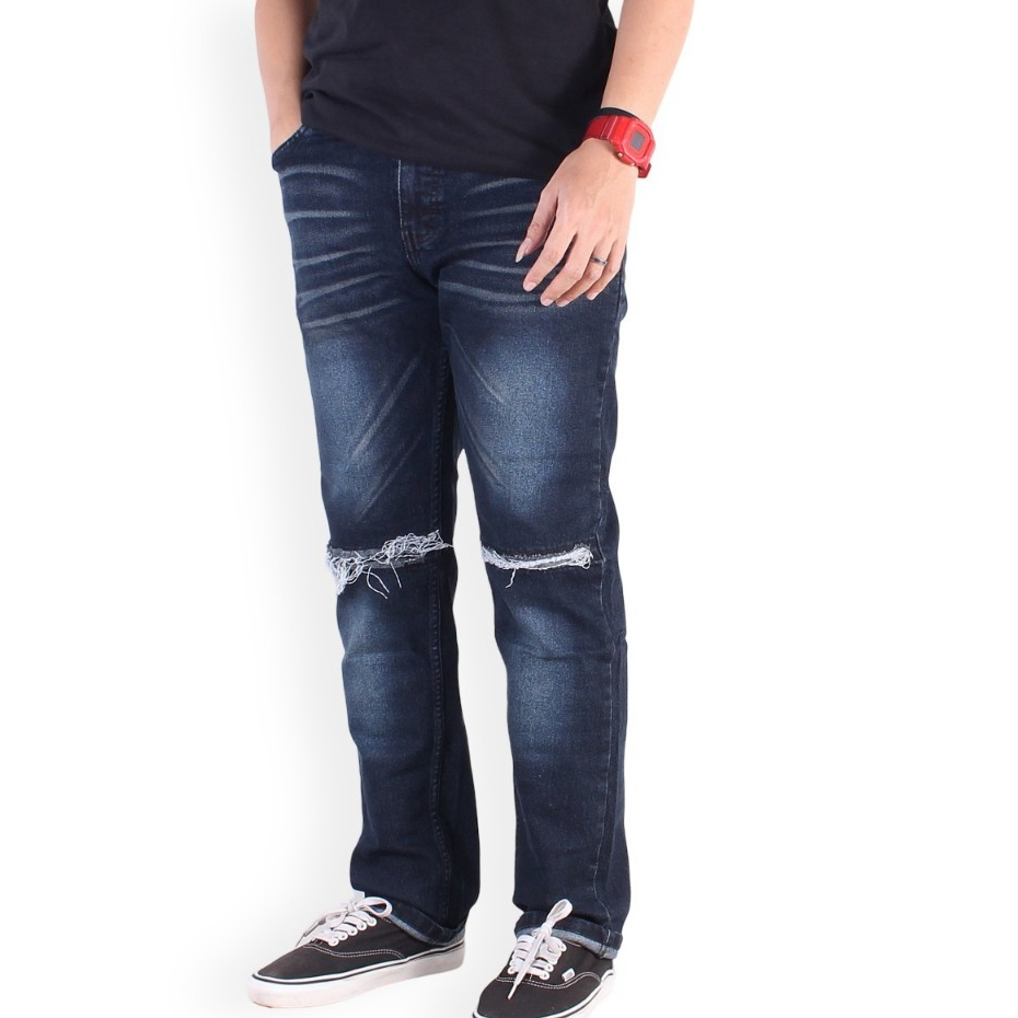 Celana Panjang Pria Celana Jeans Ripped  Sobek tidak Tembus Celana Sobek Lutut Tidak Tembus Keren Ga