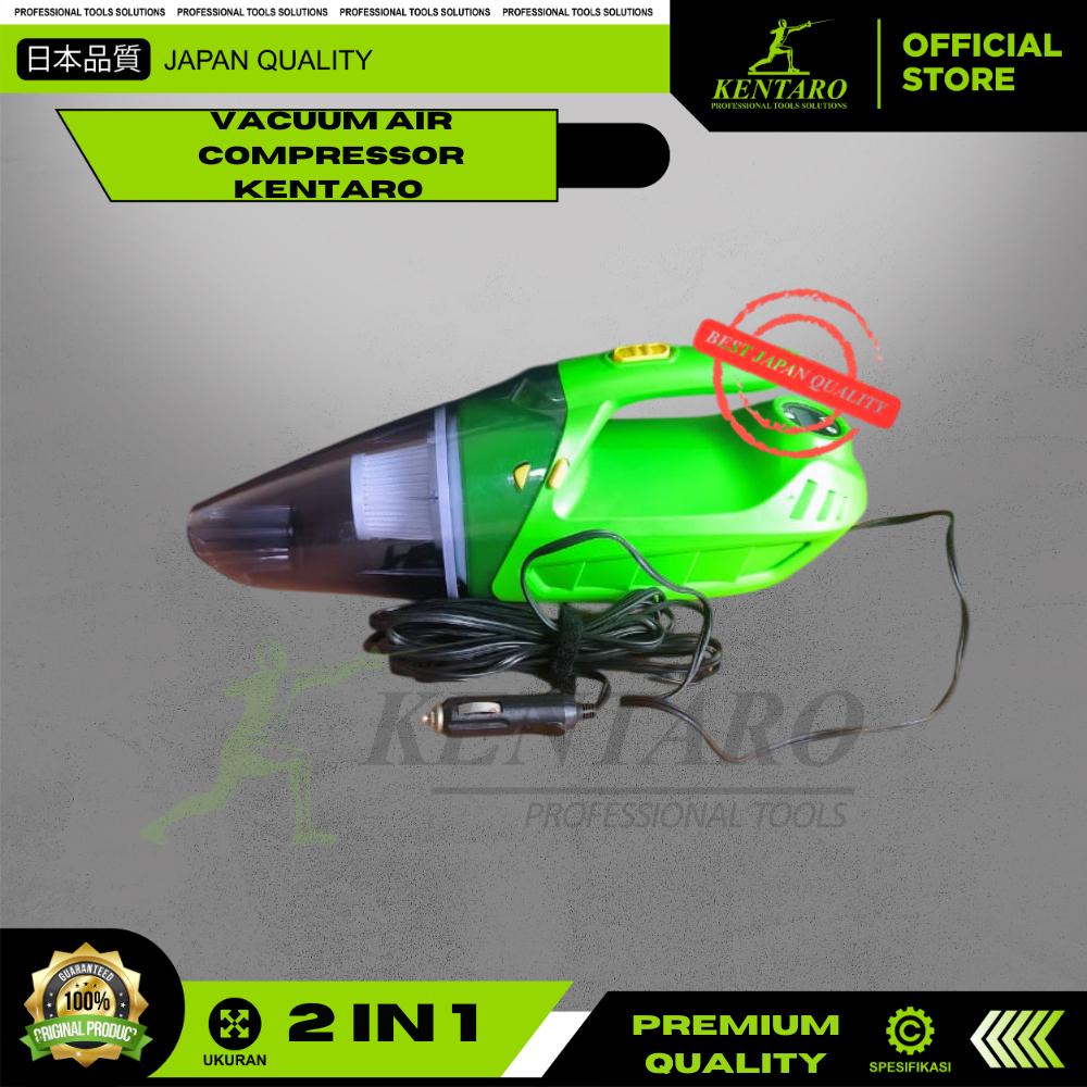 VACUUM CLEANER COMPRESOR 2 IN 1 SET SEDOT DEBU MOBIL 150W 5000PA HIGH SUCTION KENTARO JAPAN