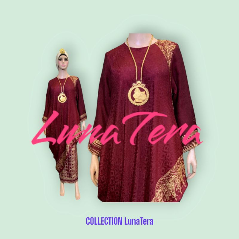 LunaTera Tunik Batik Viscose Silk Merah Jumbo + Tunik Keysha | Blus Tunik | Atasan Pesta