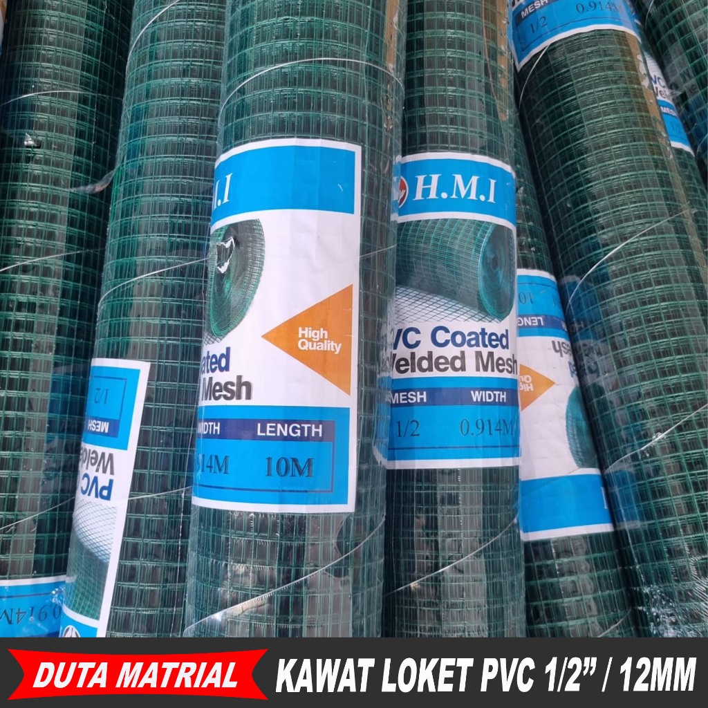 Kawat Loket Pvc 1/2'' 12mm 1 roll / Kawat Ram / Kawat Ayakan / Kawat Kandang Ayam 1 Gulung