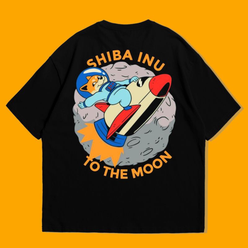 KAOS CRYPTO SHIBA INU OVERSIZE / BAJU CRYPTO SHIBA INU / COTTON COMBED 24S PREMIUM / WARNA HITAM / U