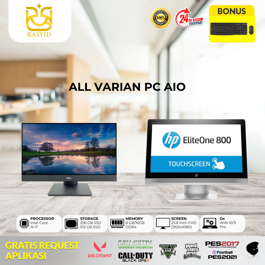 ALL Varian PC ALL IN ONE Intel Core i7/i5 Ram 8gb SSD 256gb Original Bergaransi