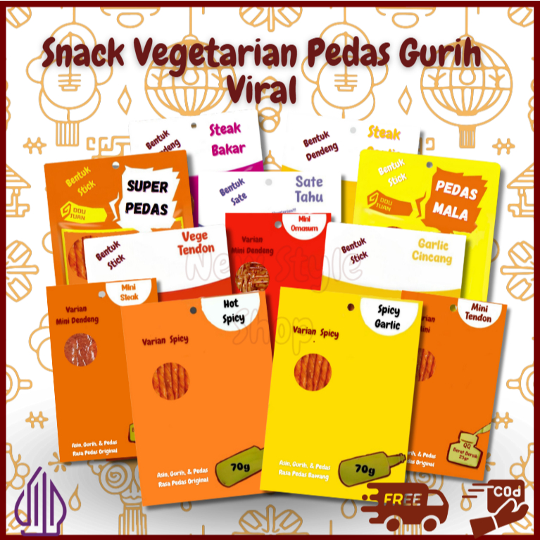 

[ HALAL ] Snack Vegetarian Cemilan Enak Asin Gurih Pedas Isi 60-100gr Terbuat Dari Kembang Tahu Food / Snack Viral