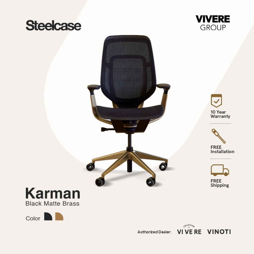 STEELCASE Karman Black Matte Brass - Working Chair - Ergonomic Office Chair - Kursi Kerja