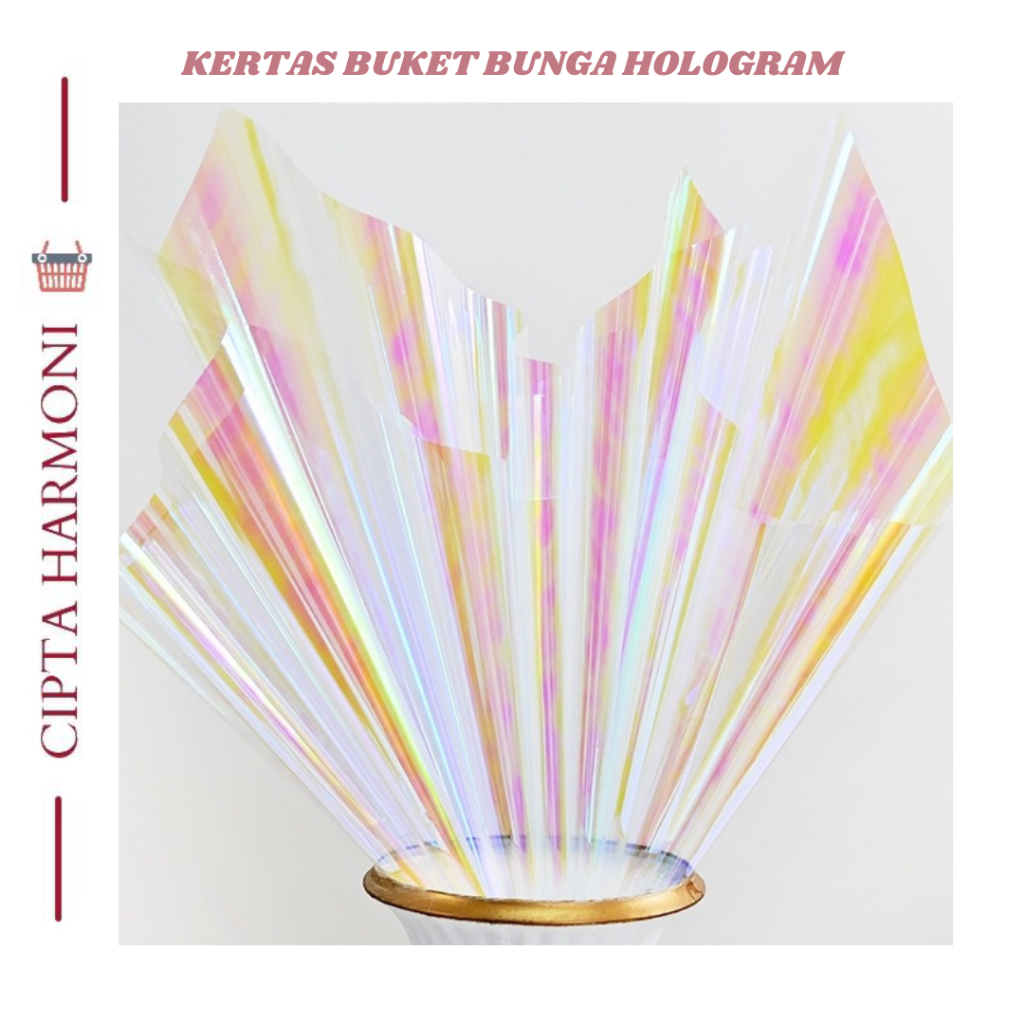 

FLOWER WRAPPING PAPER HOLOGRAM TRASPARAN COLLOPHANE FLORIST KB019