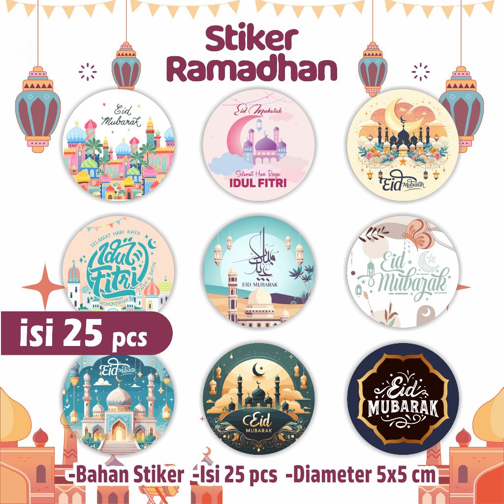 

Stiker Bulat Toples Idul Fitri - sticker eid mubarak ramadhan - stiker toples lebaran