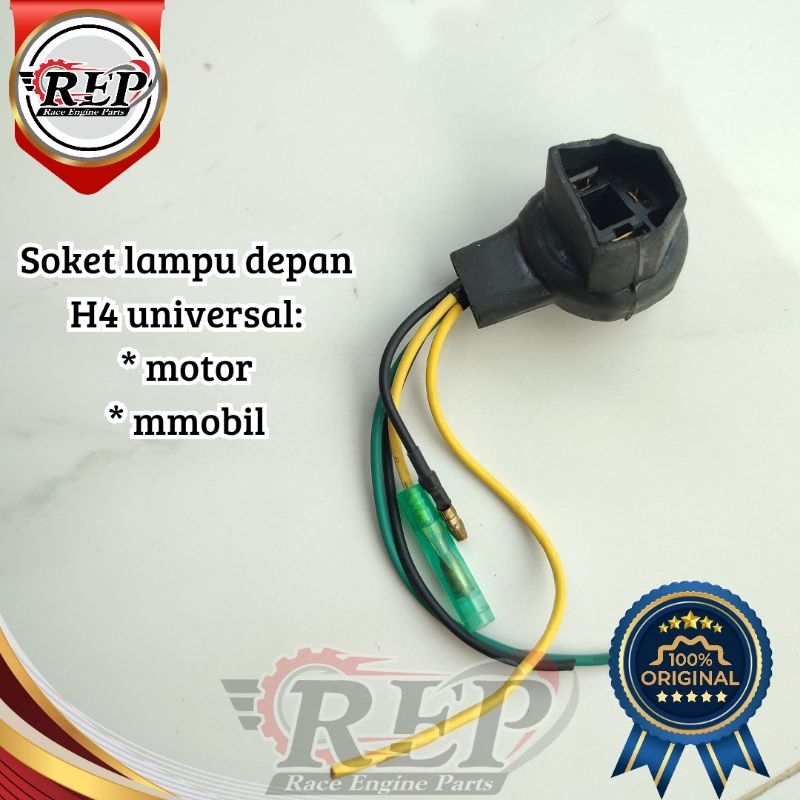 soket fiting lampu depan H4 universal motor mobil original
