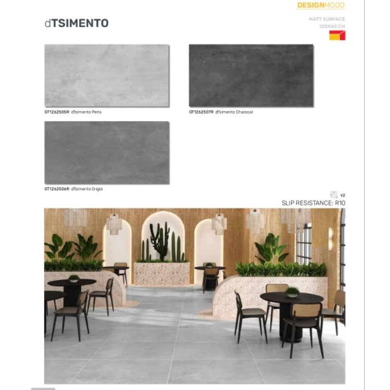 Roman Granit dTsimento 120x60 big slab matt surfaced granit lantai dinding tembok outdoor indoor