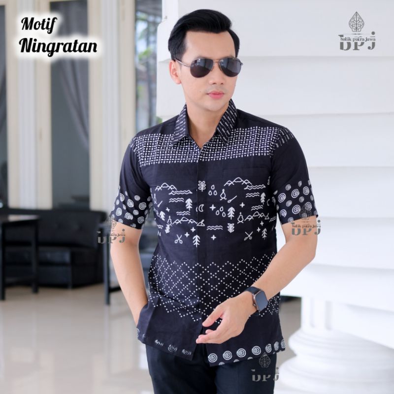 Kemeja Batik Slimfit Motif NINGRATAN Batik Pria Kekinian Outfit Kondangan by batik putra jawa
