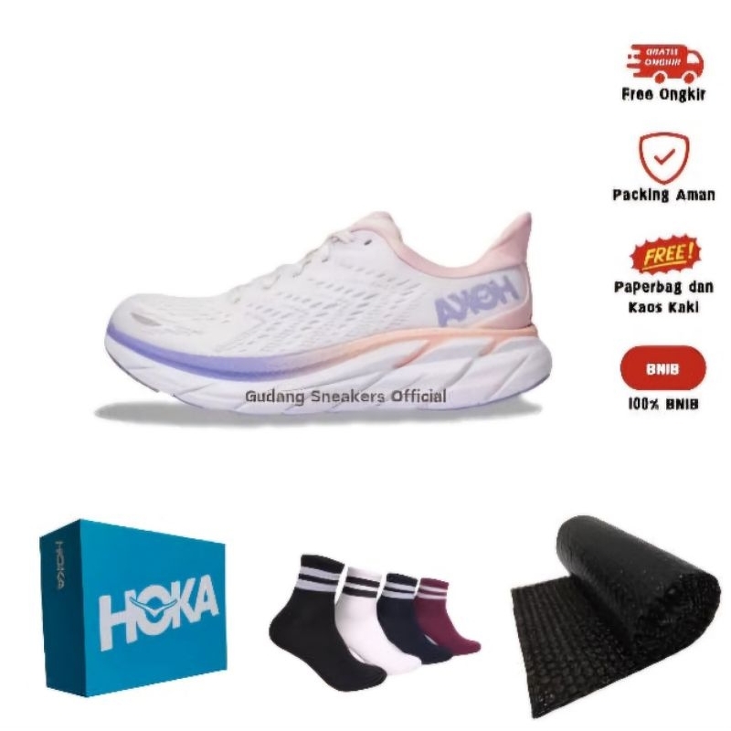 Hoka Women's Clifton 8 White Purple Original