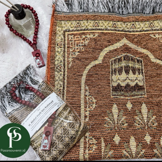 Souvenir murah sajadah kecil sajadah muka 30*65 free kartu ucapan souvenir sajadah termurah