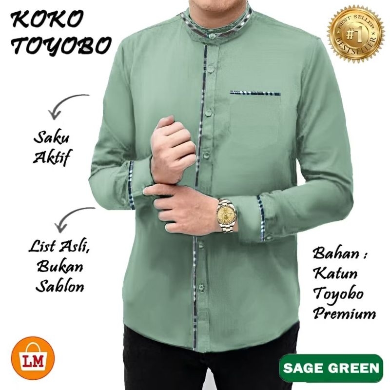 Rama - Baju kemeja Koko premium toyobo import jumbo M L XL 2XL 3XL lengan tangan panjang lebaran ser