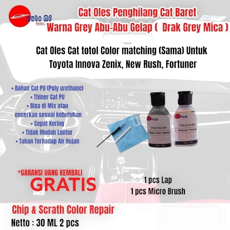 Cat Oles Grey Abu-Abu [Drak Grey Mica] Penghilang Baret Cat Mobil Toyota Innova Zenix,  New Rush