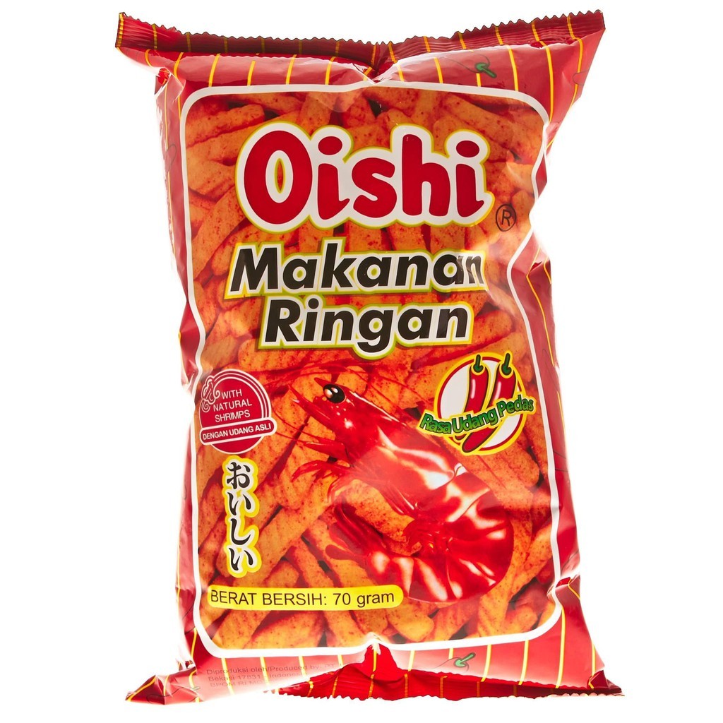 

OISHI KRAKER UDANG PEDAS 60gr STICK UDANG PEDAS CEMILAN ANAK MAKANAN RINGAN SNACK GROSIR MURAH BISKUIT WAFER KUE